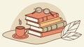 Stack of books with glasses and coffee, symbolizing knowledge and intellectual pursuits, vector design Generative AI Royalty Free Stock Photo