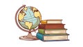 Stack of Books and Globe, Knowledge and Wisdom Symbol, vector design Generative AI Royalty Free Stock Photo