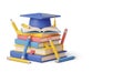 Stack of Books with Graduation Cap and Pencils Symbolizing Education and Knowledge Royalty Free Stock Photo