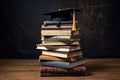 a stack of books with a graduation cap on the topmost one Royalty Free Stock Photo