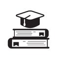 Stack of books with graduation hat vector illustration Royalty Free Stock Photo