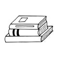 Stack of books hand drawn in doodle style. , scandinavian, monochrome. single element for design sticker, poster, icon, card.