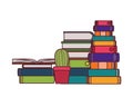 Stack of books with houseplant on white background Royalty Free Stock Photo