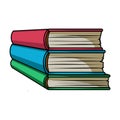 Stack of books icon in cartoon style isolated on white background. Books symbol.