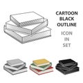 Stack of books icon in cartoon style isolated on white background. Library and bookstore symbol stock vector Royalty Free Stock Photo