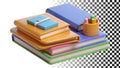 Stack of books icon representing education knowledge and reading material png transparent image Generative AI Royalty Free Stock Photo