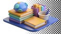 Stack of books icon, representing education knowledge and reading material png transparent image Generative AI Royalty Free Stock Photo