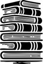 Stack of books illustration in black and white Royalty Free Stock Photo