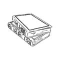 Stack of books isolated on white, Hand Drawn Sketch Vector illustration. Royalty Free Stock Photo