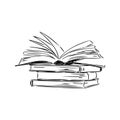 Stack of books isolated on white, Hand Drawn Sketch Vector illustration. Royalty Free Stock Photo