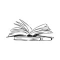 Stack of books isolated on white, Hand Drawn Sketch Vector illustration. Royalty Free Stock Photo