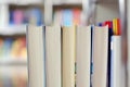 Stack of books in a library