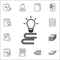 a stack of books and a light bulb icon. Books and magazines icons universal set for web and mobile Royalty Free Stock Photo