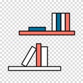 Stack of books and magazines. Home library. Vector clipart on a transparent background. Book spines on a bookshelf in flat style. Royalty Free Stock Photo