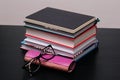 Stack of books with a pair of glasses Royalty Free Stock Photo