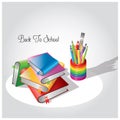 Stack of books and pencils. Vector illustration decorative background design