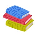 Stack of books. Pile of colorful textbooks. Science, hobby, library, book store, university, back to school concept