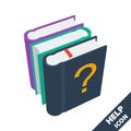 Stack of books and a question mark 3D vector icon in flat style Royalty Free Stock Photo