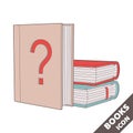 Stack of books and a question mark 3D vector icon in flat style Royalty Free Stock Photo