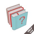 Stack of books and a question mark 3D vector icon in flat style Royalty Free Stock Photo