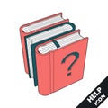 Stack of books and a question mark 3D vector icon in flat style Royalty Free Stock Photo