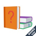 Stack of books and a question mark 3D vector icon in flat style Royalty Free Stock Photo