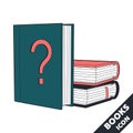 Stack of books and a question mark 3D vector icon in flat style Royalty Free Stock Photo