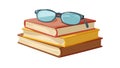 Stack of Books with Reading Glasses, Education & Wisdom, vector design Generative AI Royalty Free Stock Photo