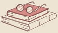 Stack of Books with Reading Glasses, Knowledge Study Icon, vector design Generative AI Royalty Free Stock Photo