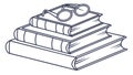 Stack of Books with Reading Glasses, Symbolizing Knowledge and Intellectual Pursuit, vector design Generative AI Royalty Free Stock Photo