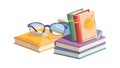 Stack of Books with Reading Glasses, vector design Generative AI Royalty Free Stock Photo