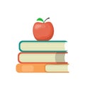 Stack of books and red apple on top. Education symbol. Concept illustration, vector Royalty Free Stock Photo