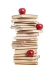 Stack of books with red apples Royalty Free Stock Photo