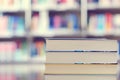 Stack of books in a library