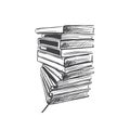 Stack of books sketch on a white background. Drawings engrave pile study book. Vector education stacked library Royalty Free Stock Photo