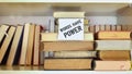 Stack of books and slogan Words have power, education reading,learning,back to school