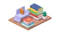 Stack of Books and Storage Boxes Isometric Items, vector design Generative AI Royalty Free Stock Photo