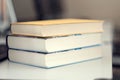 Stack of books on a table