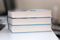 Stack of books on a table