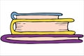 Stack of books and textbooks for school, library, color vector illustration in doodle style Royalty Free Stock Photo