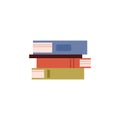 Stack of books, vector school exam textbooks and literature, dictionaries and encyclopedias, library or bookstore