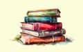 Stack of books watercolour, isolated on white background. Vector illustration Royalty Free Stock Photo