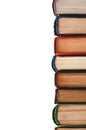 A stack of books on a white background close-up, color covers