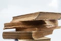 Stack of books on white background. Conceptual background of learning, education, science or x literature Royalty Free Stock Photo