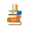 Stack of books on a white background. Pile of books vector illustration. Icon stack of books in flat style. Royalty Free Stock Photo