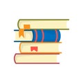 Stack of books on a white background. Pile of books vector illustration. Icon stack of books in flat style. Royalty Free Stock Photo