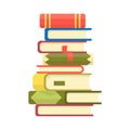 Stack of books on a white background. Pile of books vector illustration. Icon stack of books in flat style. Royalty Free Stock Photo