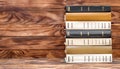 Stack of books on the wooden background Royalty Free Stock Photo
