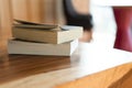 Stack books on wooden table Royalty Free Stock Photo
