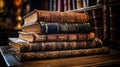 Stack of Books on Wooden Table